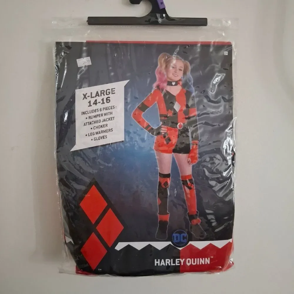 DC Harley Quinn Halloween Costume Romper Cosplay Dress Up Girls NEW